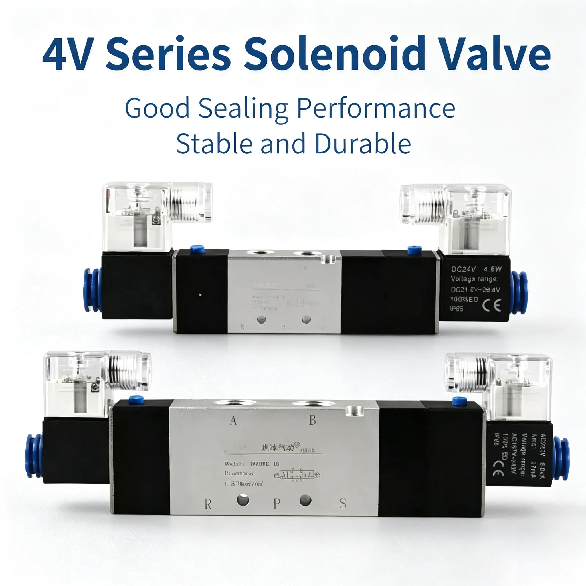 HLH 4V120-06 4V220-08 4V320-10 4V420-15 Pneumatic Solenoid Valves 5/2 Way Valve Port Single Coil DC24V AC220V