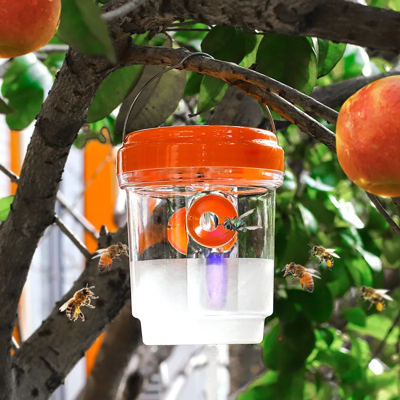 

Уличная ловушка для насекомых с крышкой: эффективная ловушка для плодовых мушек и ос, прозрачная конструкция, многоразовая, для сада и патио