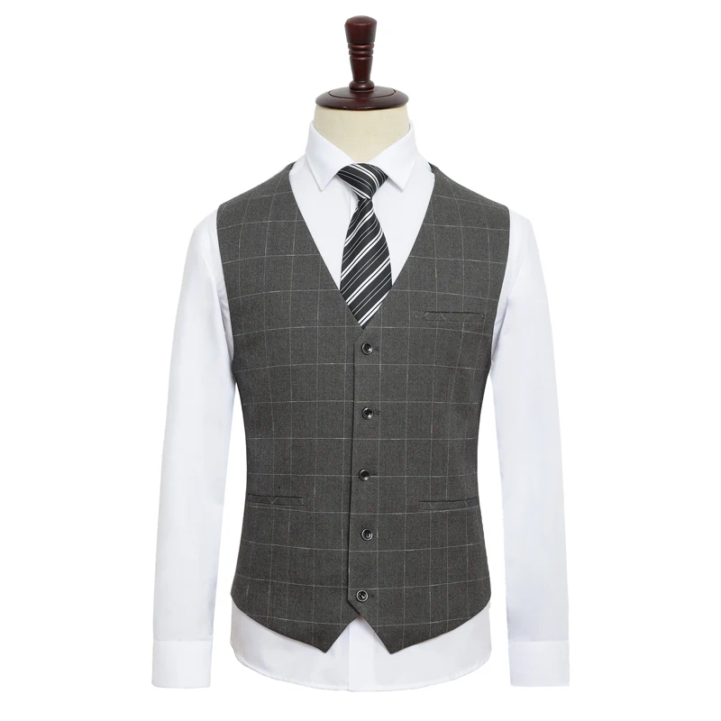 Plaid Men's Suit Vest，sleeveless Jacket with Pockets，fitted Single-breasted，Single Vest，stage Costume，high-quality Wedding Art