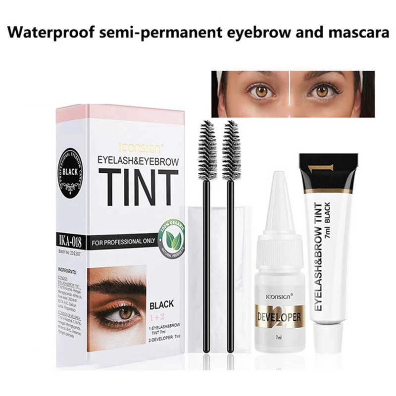 3色のまつげ眉毛染料ティントキット、長持ちする速乾性ティントブロウ染料ジェル、眉毛クリーム、眉エンハンサー、マスカラメイクツール、新商品