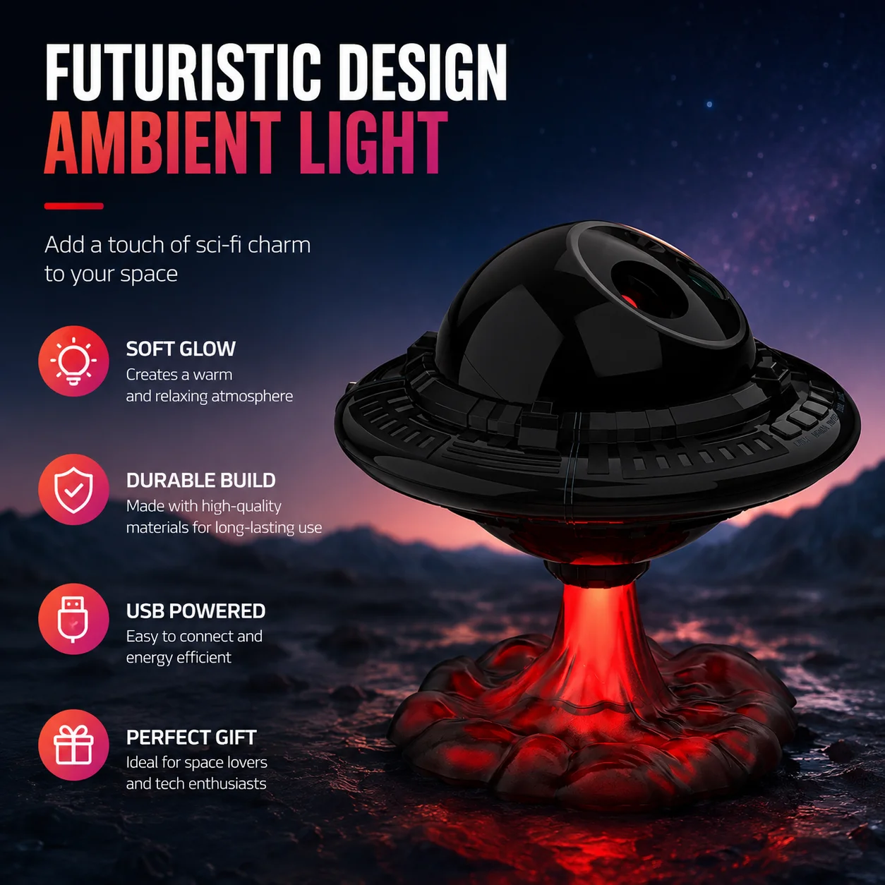 WWPPU WWPPU UFO Starry Sky Projector USB Colorful Night Light Starry Ornament Bedroom Toy Gift