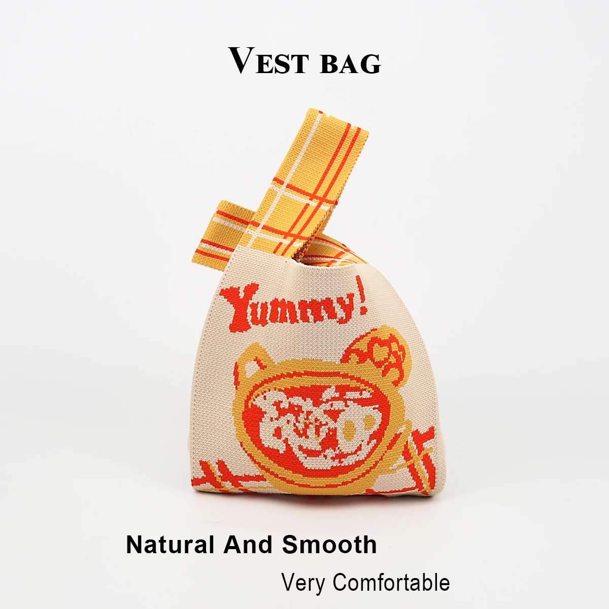 1 Piece of Fun and Fashionable Knitted Handbag, Open-Top Design, Large Capacity, Can Hold Mobile Phones, Books, Water Bottles, Cosmetics, Suitable for Women for Commuting, Shopping, Photography, Travel, Vacation, and Daily Use, Made of Durable and Foldable Knitted Fabric