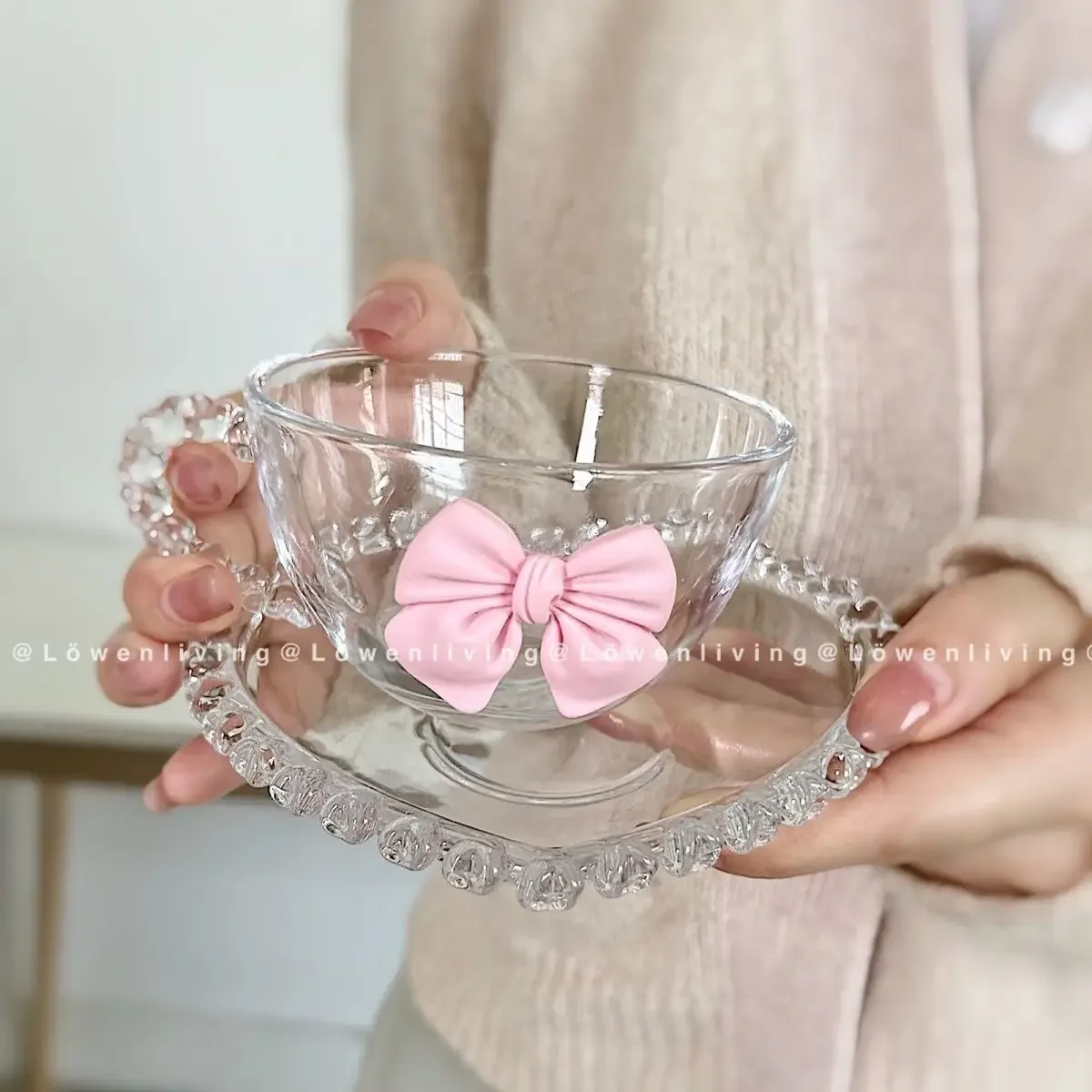 Butterfly Glass Oat Breakfast Cup and Plate Set Handmade Girl Heart Breakfast Cup Plate Afternoon Tea Coffee Cup Birthday Gift