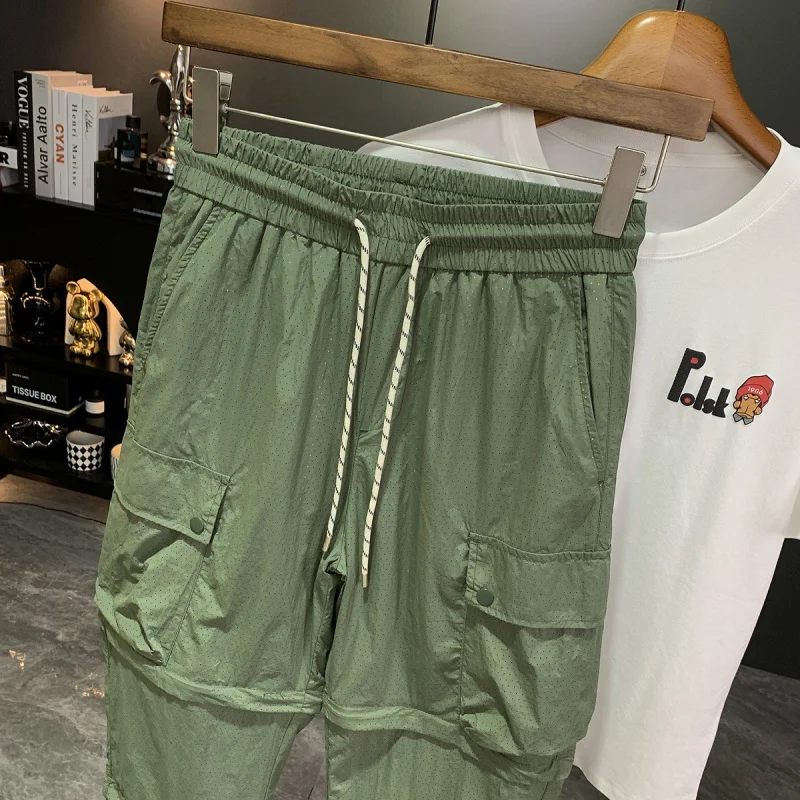 

2025Summer Thin Casual Cargo Pants Men Trendy Outdoor Hiking Versatile Long Pants Loose Comfortable Cool Quick-Dry Pants