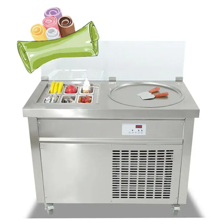 

Fried Ice-cream Roll Cart,rolled Ice Cream Maker Machine Fry Cold Stone Ice Cream Roll Cart Machine Single Pan Images