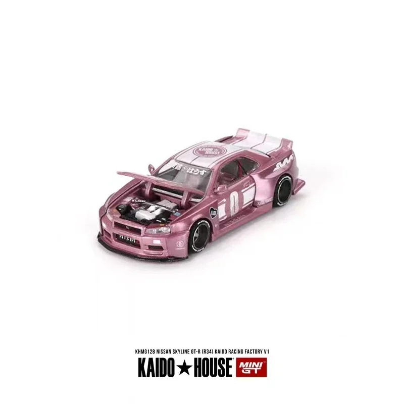 Kaido House + MINIGT 1:64 Model Car Skyline GT-R (R34) Racing Pink #KHMG128