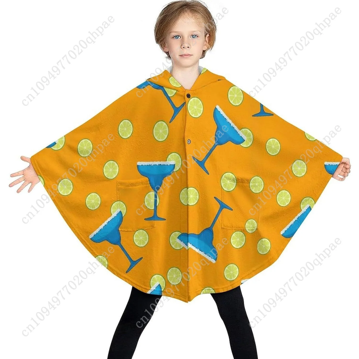 Comodo maglione coperta in flanella, occhiali Margarita, fette di lime, felpa con cappuccio oversize con tasche per bambini e adolescenti