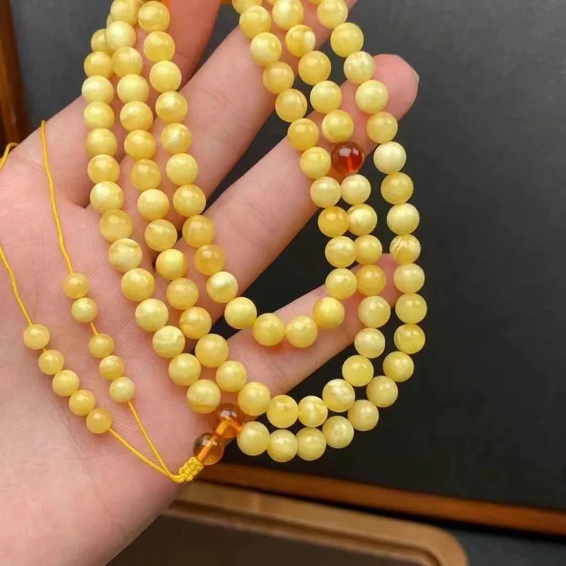 Natural Beeswax Milky White Multi-Loop Bracelet Versatile Accessory Loose Beads