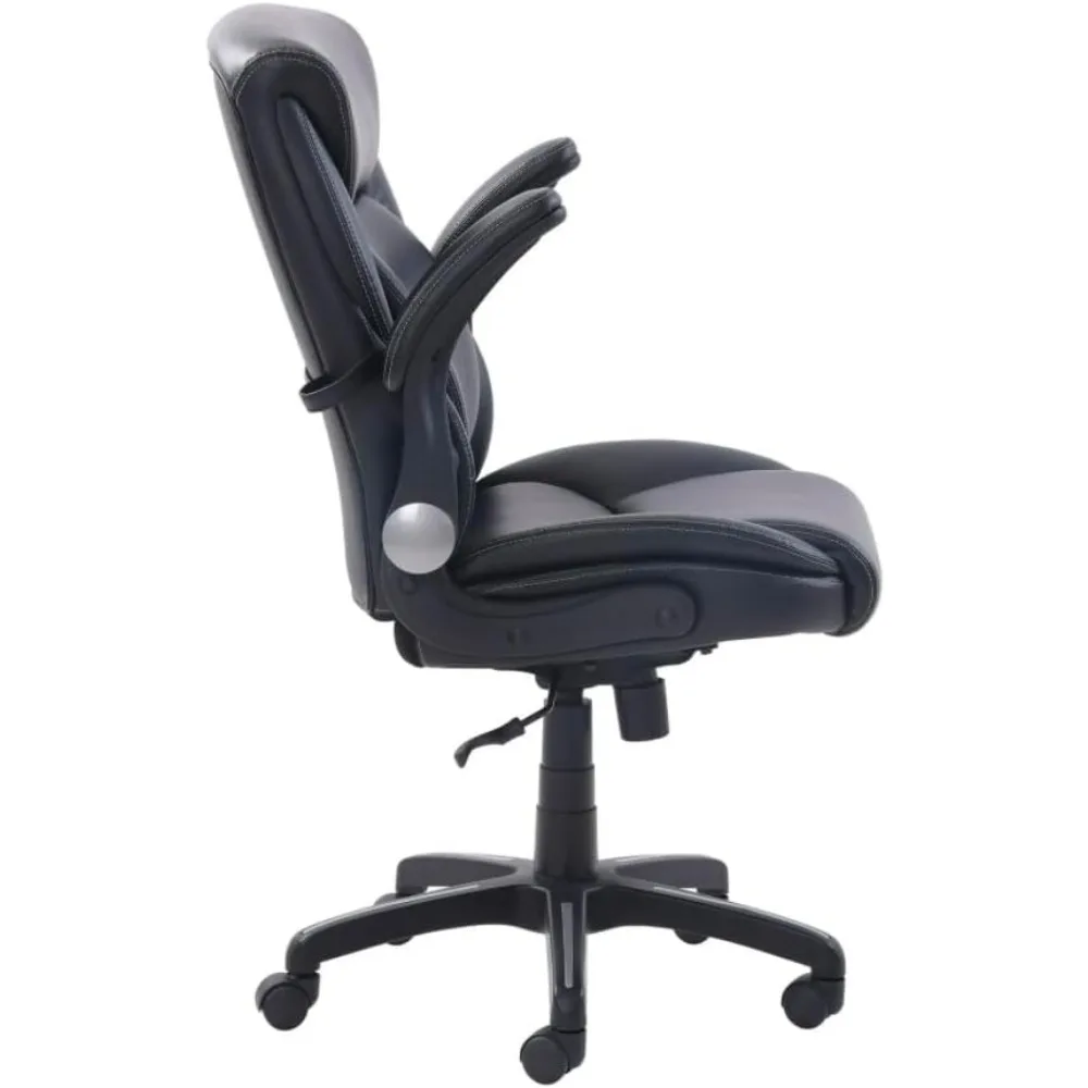 كرسي مكتب مدير مقعد الذاكرة والإسفنج مع دعم قطني هوائي - جلد أسود، راحة مريحة للتنفيذيين #6
