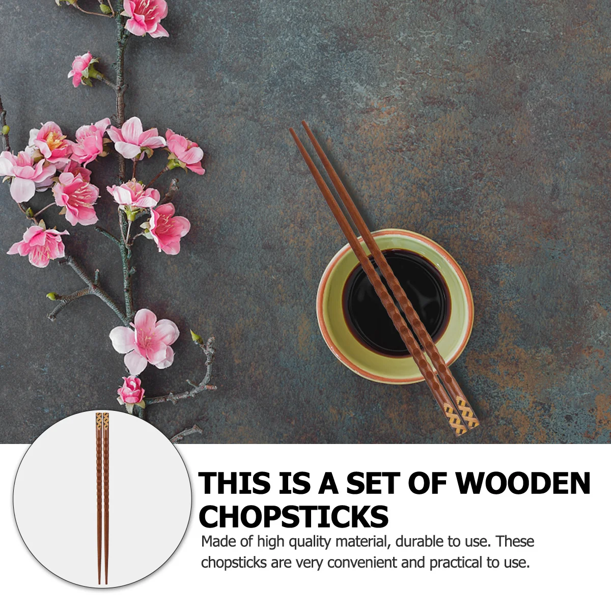 

1Set Wooden Pointed Chopsticks Sturdy Safe Use Creative Elegant Design Suitable Family Dining Environmentally Friendly