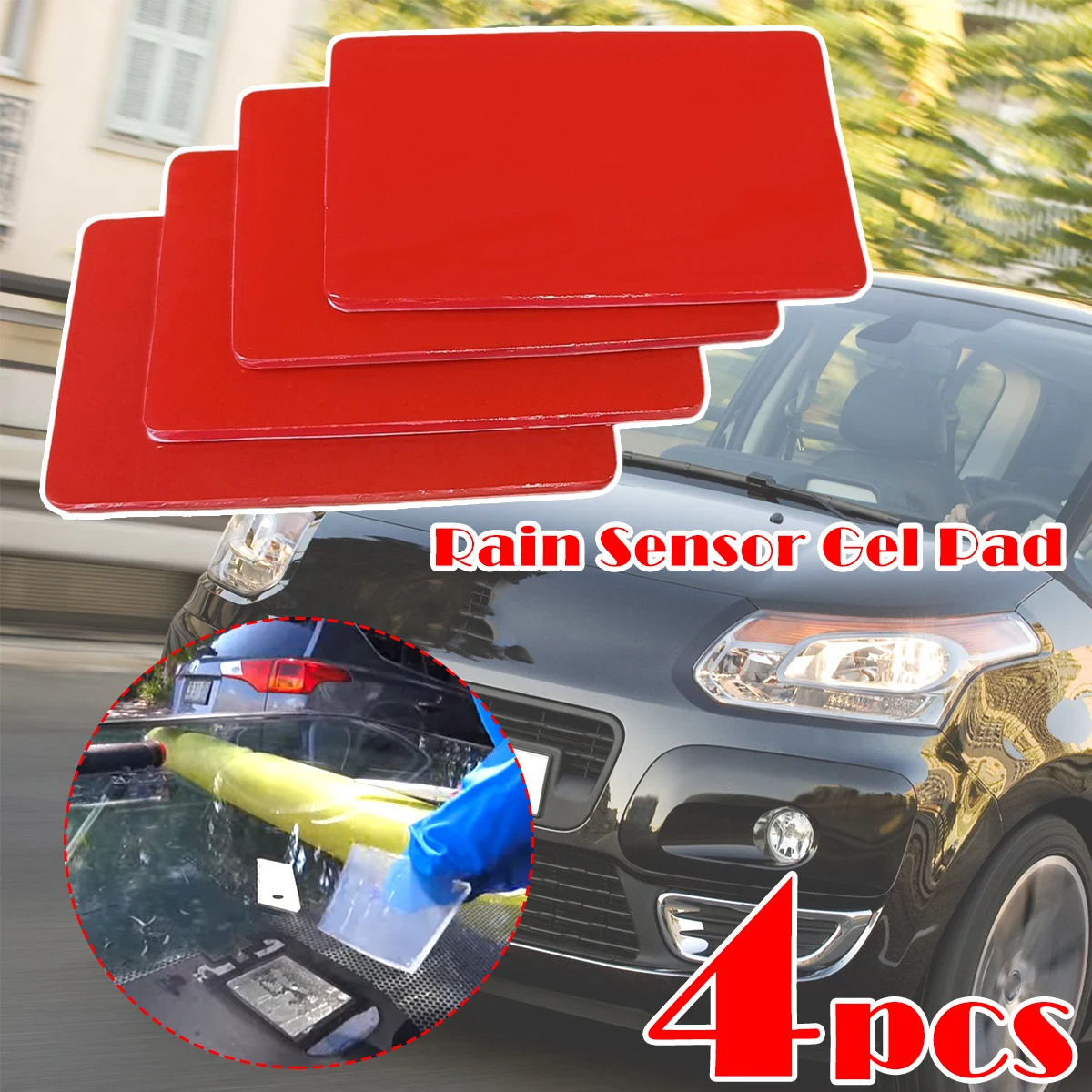 4Pcs Rain Sensor Gel Pad Adhesive Film Silicone Cushion Pad Windscreen Multi-Purpose Tape For JEEP BMW 325i 330i 525i CITROEN C3