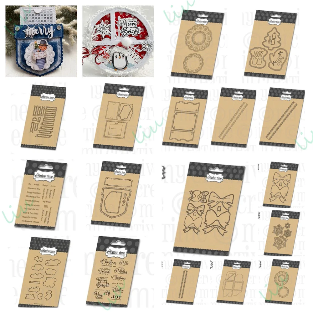 

November 2025 New Winter Greeting "Gift Card Slider Die Metal Cutting Dies and Stamps for DIY Handmade Photo Album Scrapbooking
