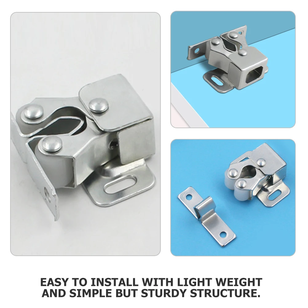 

10pcs Cabinet Door Catch Latch Rolled Steel Durable Double Roller Bead Lock Galvanized Ball Catch Wardrobe Hardware