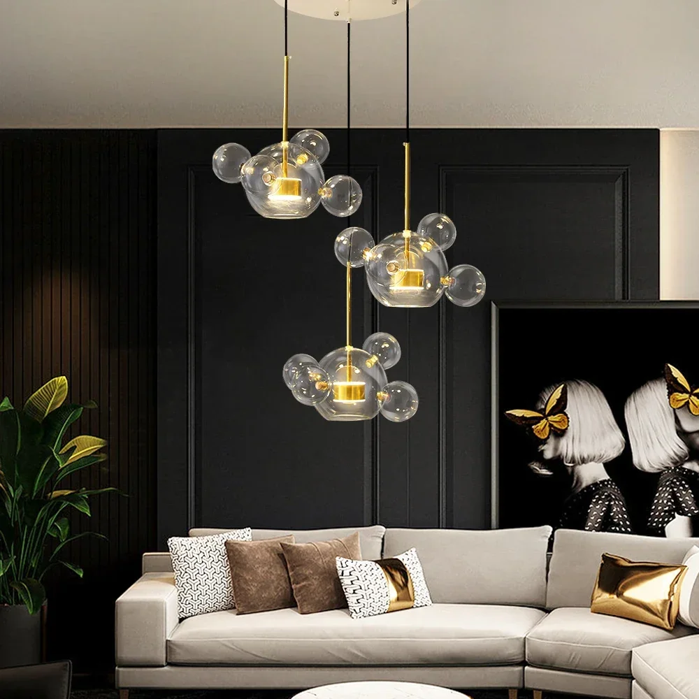 

Nordic Bubble Chandelier Clear Round Pendant lamp Bohler Lamps Kitchen Dining Island Living Room Lighting Large Glass Globe lamp