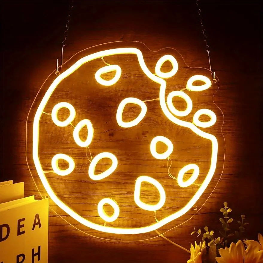 Cookie Neon Sign LED Marquee Light USB Operated Aesthetic Decor for Bedroom Cafe Bakery Shop Window Dessert Bar Decoration Gift