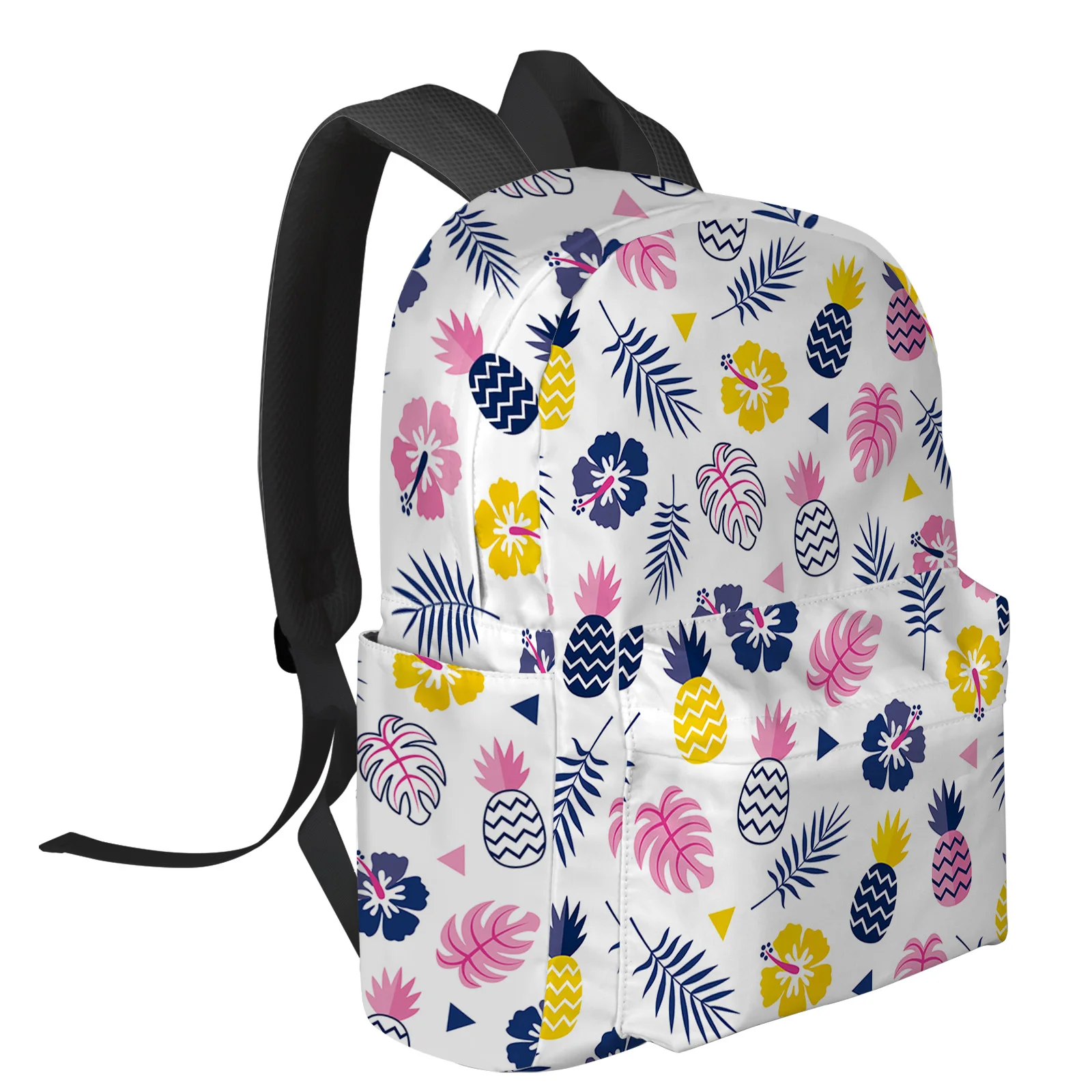 Rosa e azul abacaxi folha flor triângulo mochila para as mulheres, viagem sacos de livros, mochila portátil, mochila, mochila, moda menina