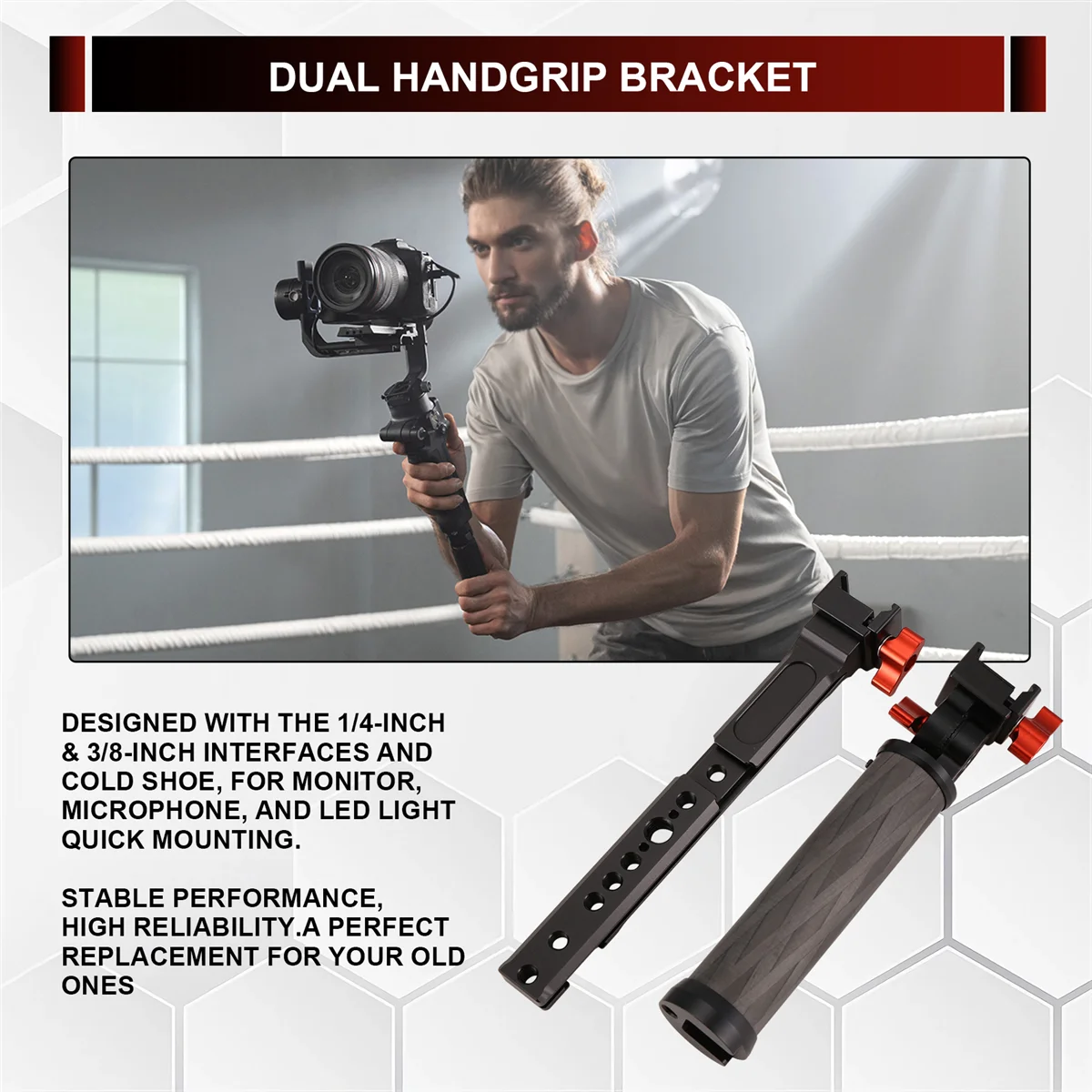 

TCE Adjustable Handgrip Dual Carbon Handle Grip Clamp Mount for 2 RS2 Handheld Stabilizer Monitor Bracket