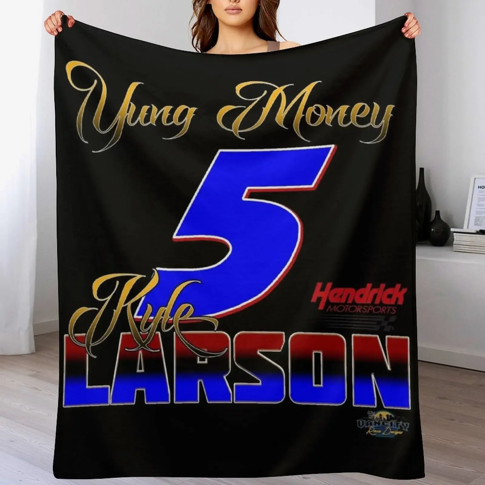 Kyle Larson Yung Money Gold Edition Throw Blanket Flannel Fabric Polar Blankets