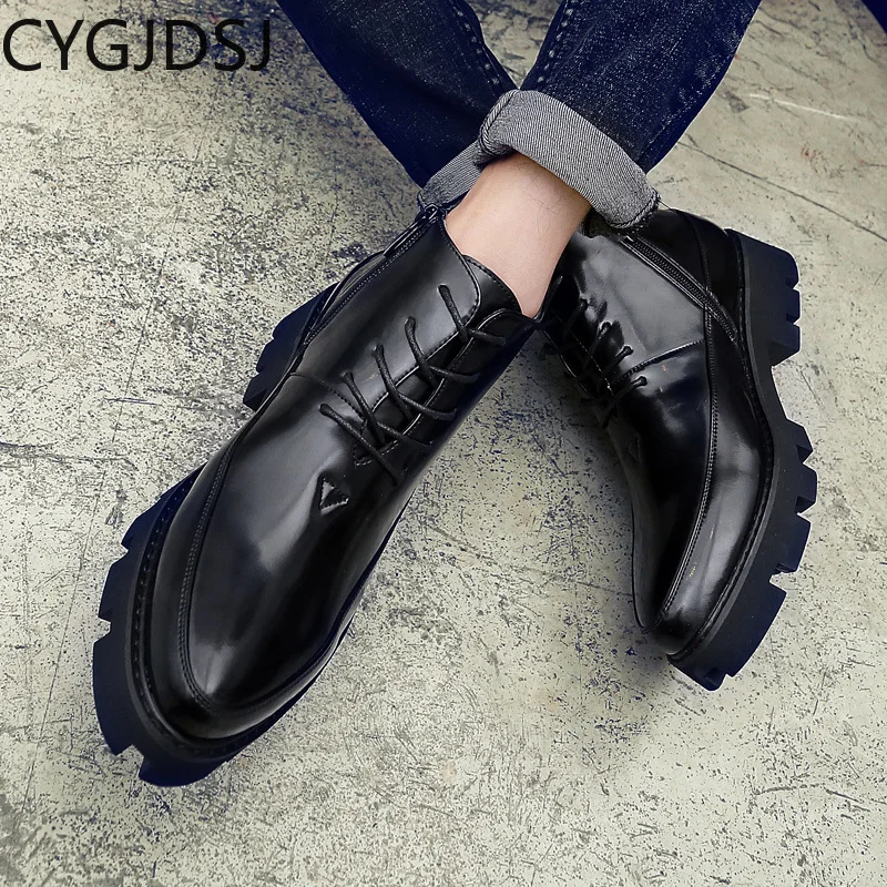 Ankle Boots for Men Casuales Werkschoenen Black Boots Leather Shoes for Men Casual Shoes for Men Leather Boots Chaussure Homme