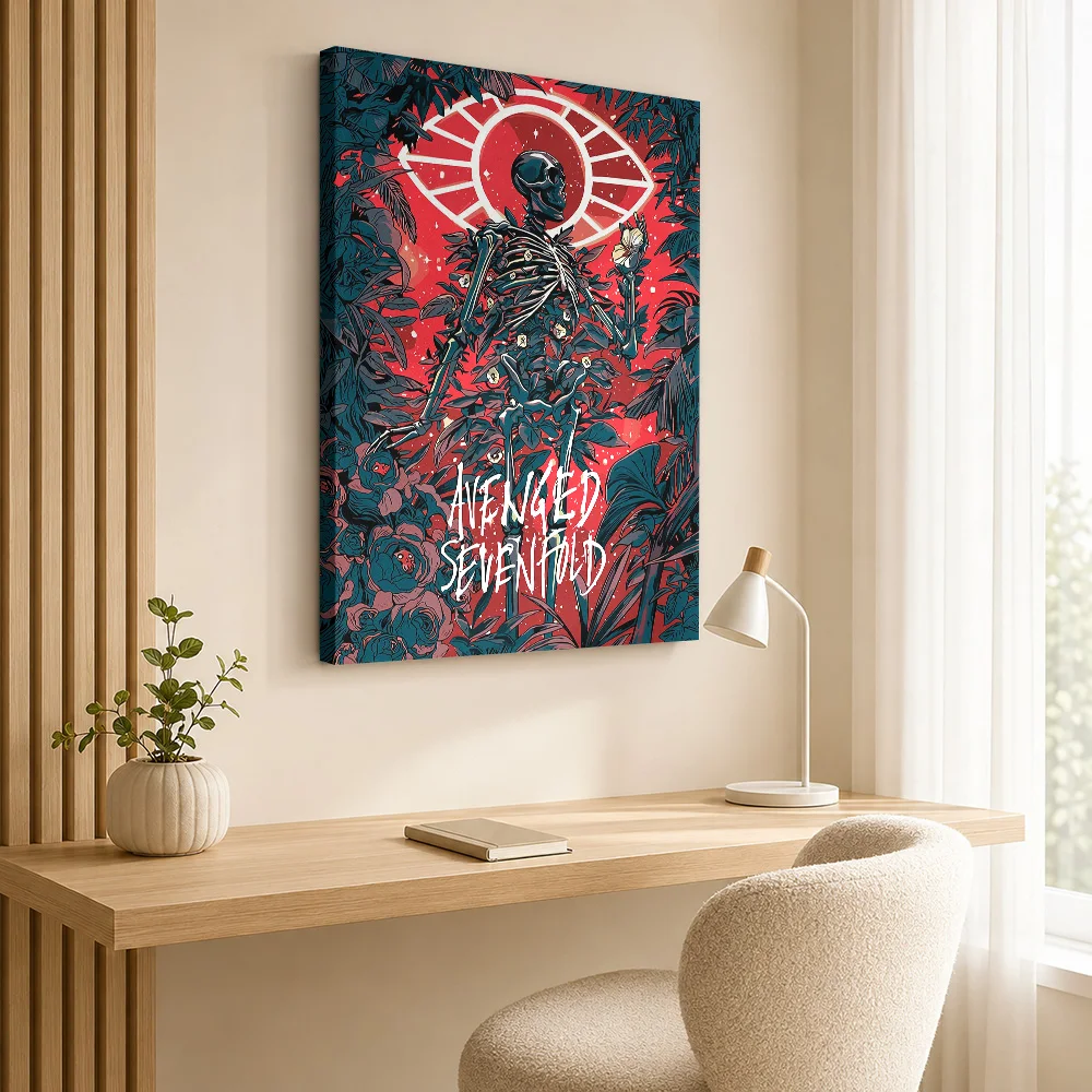 Avenged Sevenfold Rock Tribute Framed Canvas Print Poster Grunge Style Wall Decor With Customized Photo For Study Ideal Fan Gift