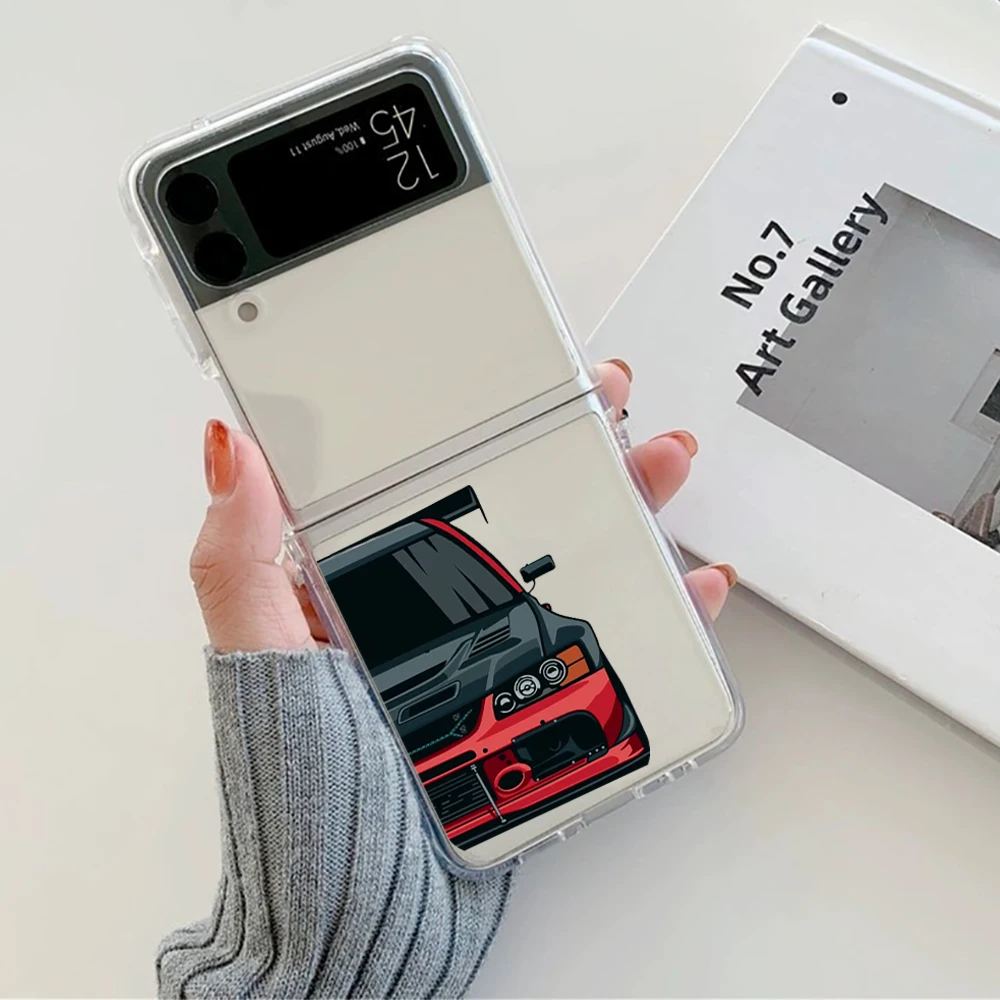 Coole Sportwagen-Comic-Handyhülle für Samsung Galaxy Z Flip 6 ZFlip 8 5 7 Harte Transparente Hülle für Samsung ZFlip4 ZFlip3 – Detail 4