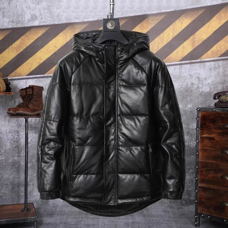 

Теплое повседневное мотоциклетное зимнее джутовое мужское кожаное пальто с капюшоном Sli, брендовая хлопковая одежда, молодежный модный тренд