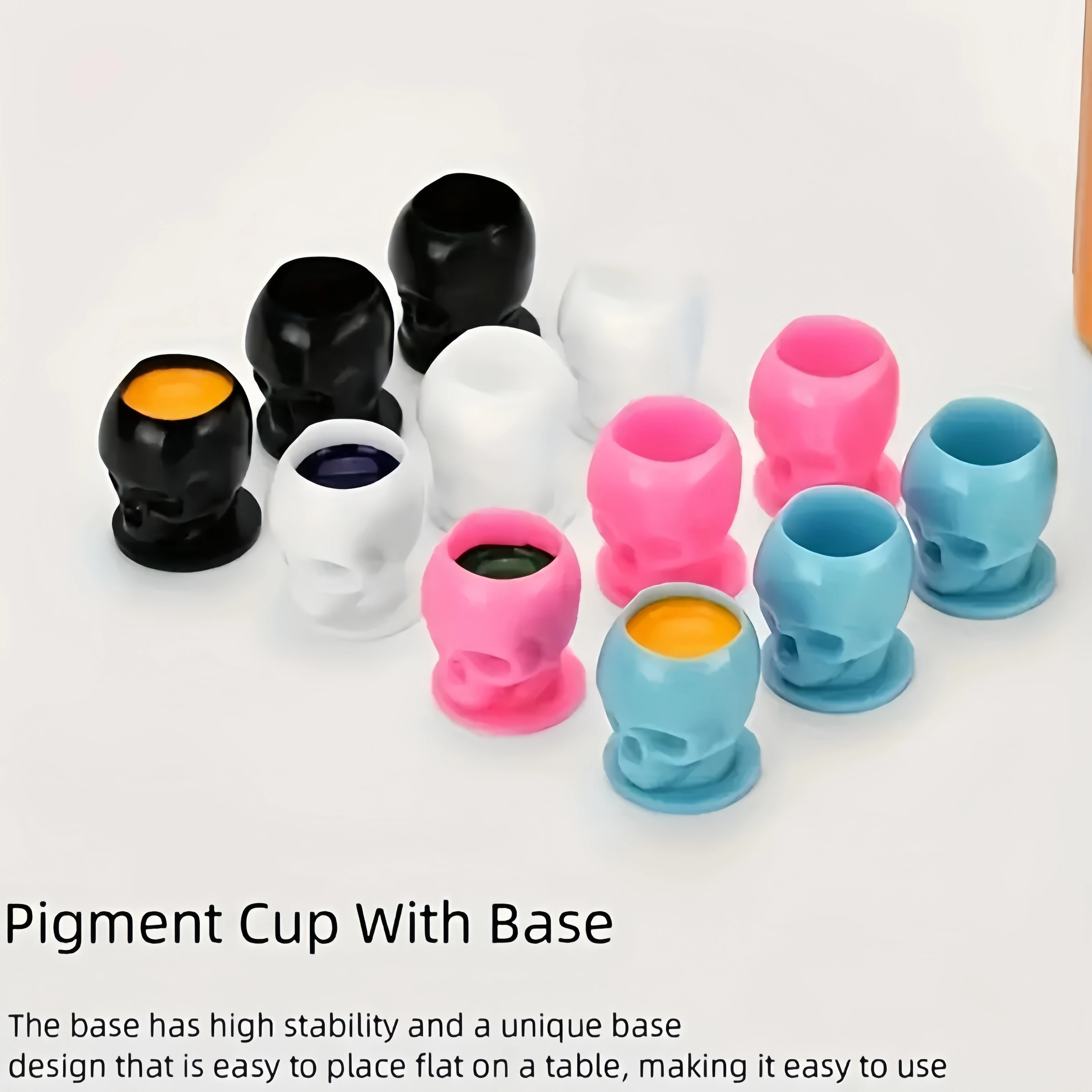 50/100/200Plastic Disposable Tattoo Ink Cup with Base Skeleton Design Coloring Cup Permanent Makeup Accessory for Tattoo Artists