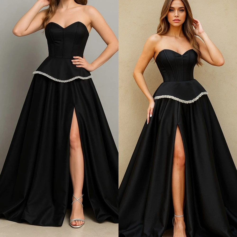 Abito da sera formale elegante senza spalline a-line personalizzato Abiti da festa con temperamento alla moda Abito da ballo delicato di alta qualità