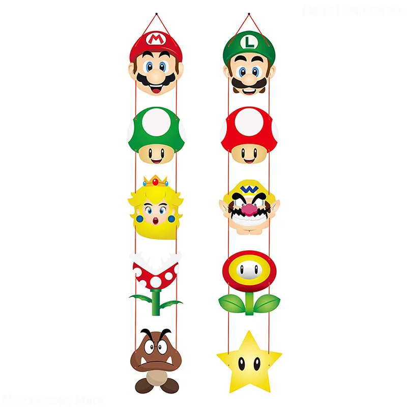 10pcs Super Mario Bros Theme Party DIY Door Hanging Anime Children Birthday Christmas Party Decorations Supplies Accessories