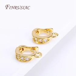 18K Gold Plated Brass Metal Inlay Zircon Hinged Pendant Enhancer Bail Clasps DIY Jewelry Making Accessories