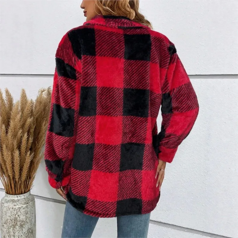 2026 New Autumn/Winter Women's Coat Checkered Fashion Comfortable Warm Versatile Daily Leisure Loose Commuter Simple Casual Coat