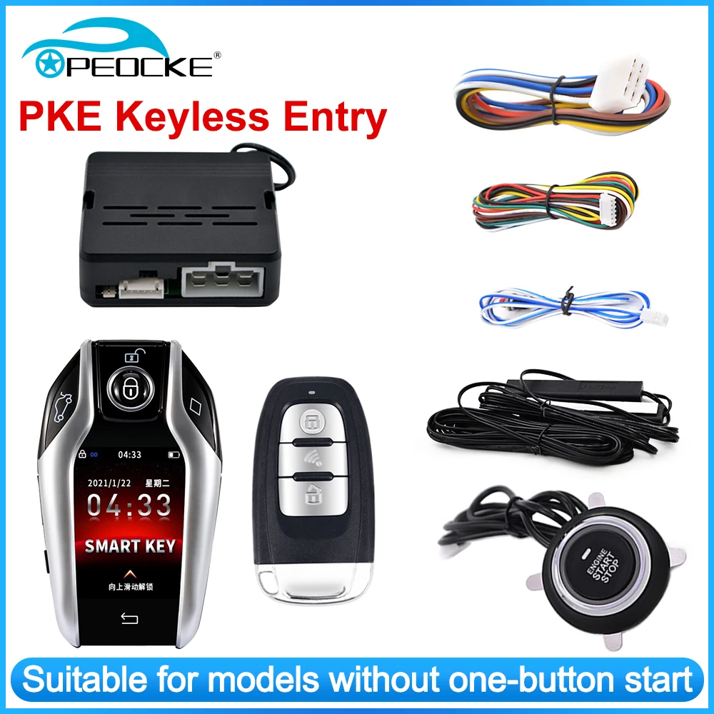 Universal Remote Smart Key com display LCD, botão Start Stop, PKE Keyless Access, função automática de abertura do tronco