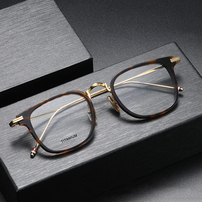 Brand Design Men Women Big Square Myopia Glasses Frame Ultra Wide Titanium Acetate Spectacles Can Customize Multi-Focal Lenses