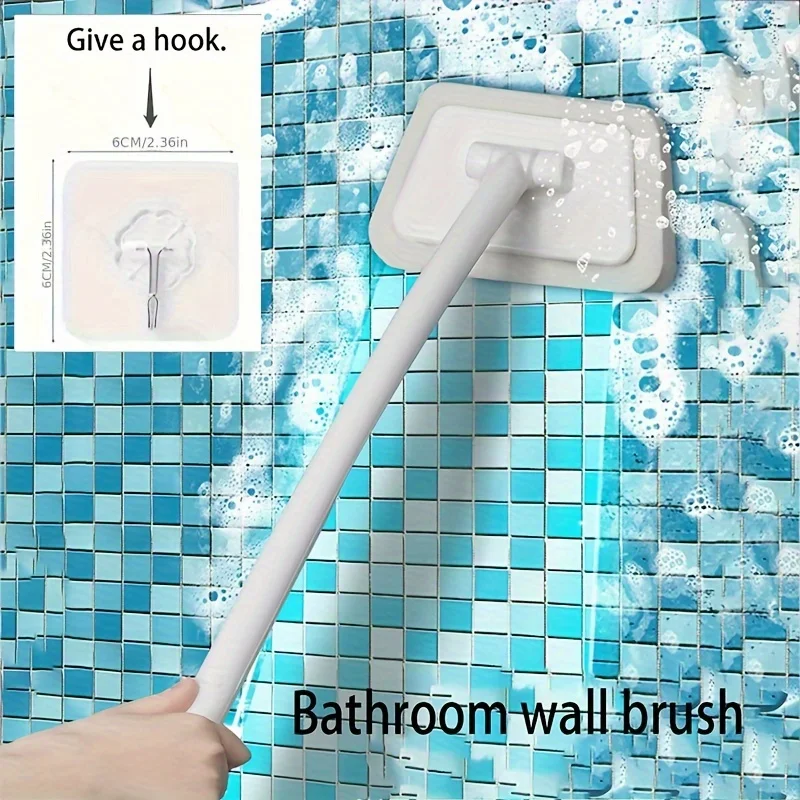 

1-Set Multi-Functional Tub and Tile Cleaning Brush Kit with Long Handle & 2 Sponge Heads - Easy-to-Attach, Versatile Bathroom Sc