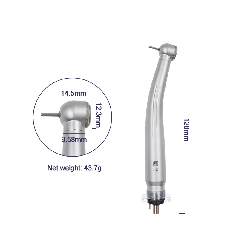 Dental High Speed Handpiece without Light Torque Head Push Button Air Turbine Cartridge Rotor with Single Water Spray 2/4Holes