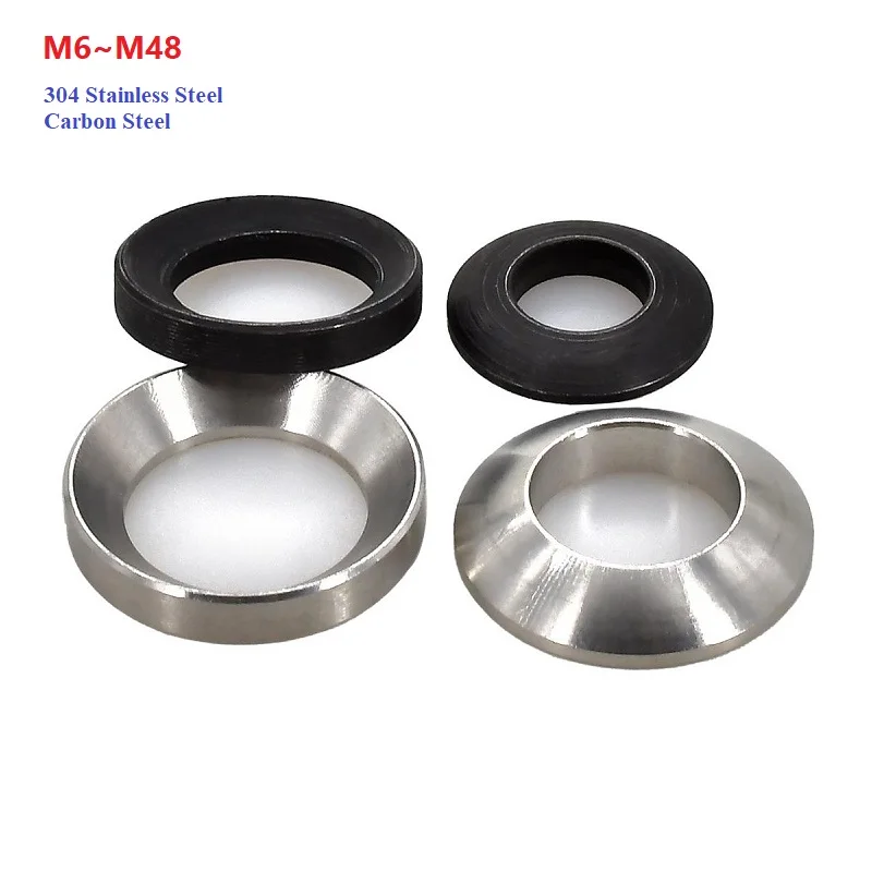

304 Stainless Steel/Carbon Steel Conical Spherical Washer Solid Countersunk Gasket Concave Convex Cone M6M8M10M12M14M16M18~M48