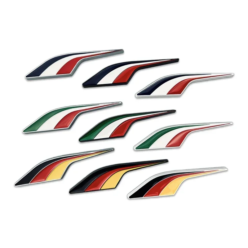 

Metal Ocean Wave Badge with Germany Italy France Flag Car Fender Trunk Sticker for Audi Nissan Buick Renault Alfa Romeo Subaru