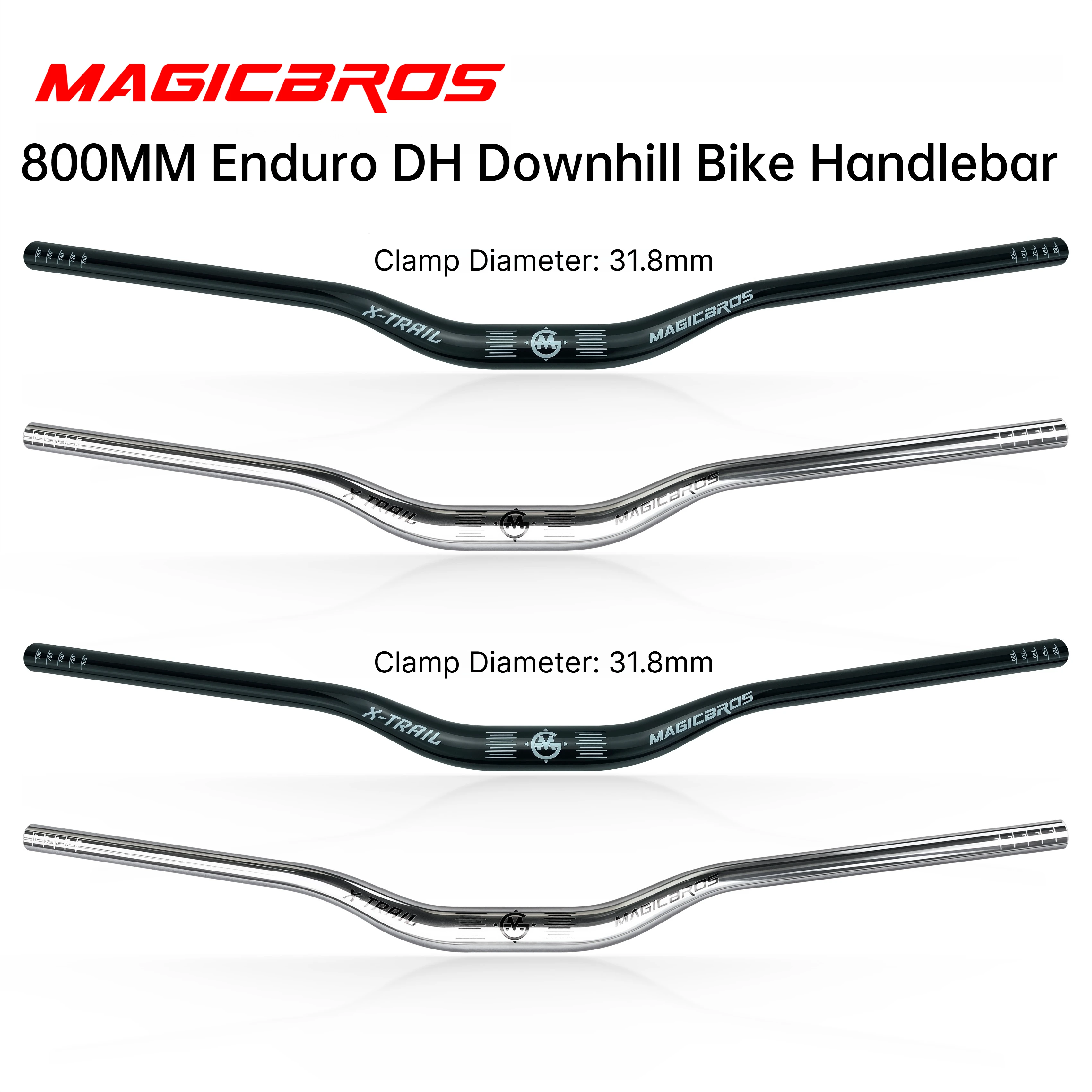AliExpress NONE MAGICBROS Bicycle Handlebar 800mm Grip Diameter 22.2mm Clamp Diameter 31.8mm/35mm 35mm Rise For Enduro/DH Downhill/Mountain Bike