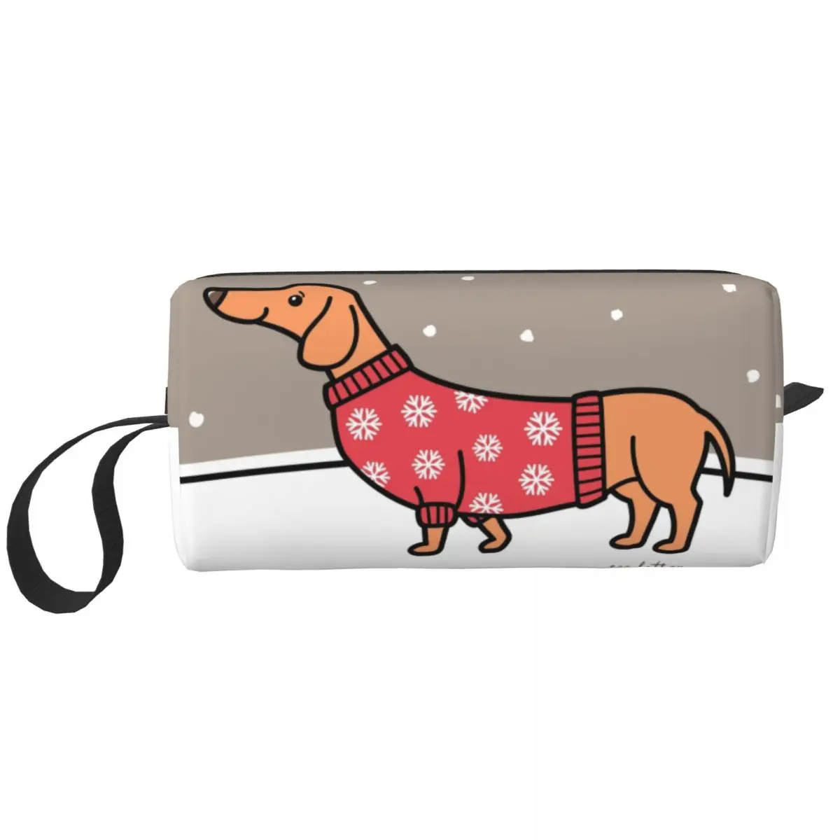 

Travel Christmas Dachshund In The Snow Toiletry Bag Cute Puppy Dog Makeup Cosmetic Organizer Women Beauty Storage Dopp Kit Box