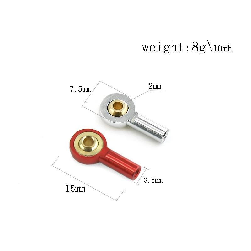 M2 Metal Ball Linkage Rod Ends, Positive Thread Universal Ball Head Buckle for RC Car RC Airplane RC Boat Model, 4 Colors Availa