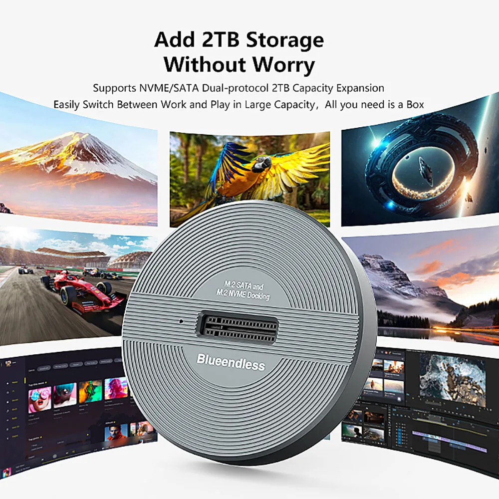 M.2 듀얼 프로토콜 NVME SATA SSD 도킹 C타입 USB 3.1, 2 세대 10Gbps 고속 전송 SSD 케이스, 외장 NVME NGFF SSD 인클로저