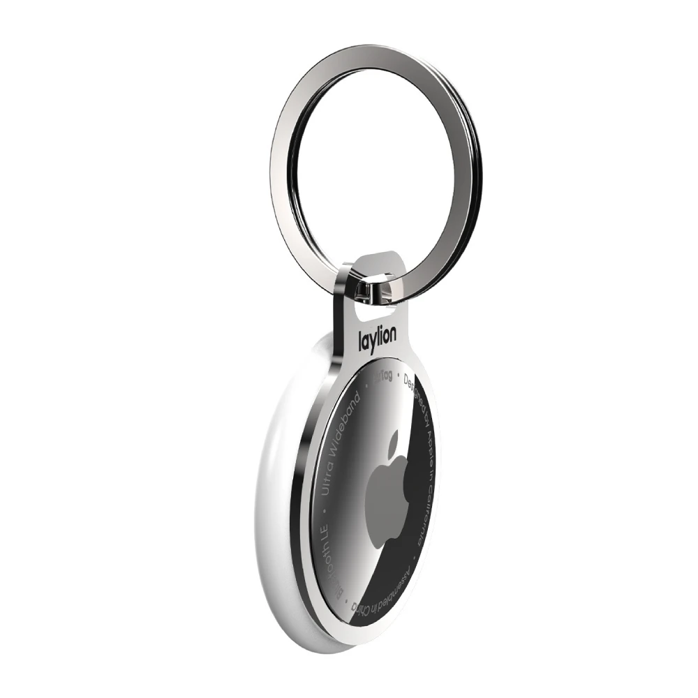 Air Tag Keychain for Apple Airtags Holder Mirror Polished Stainless Steel Ring Minimalist Slim Thin AirTag Secure Case Protector