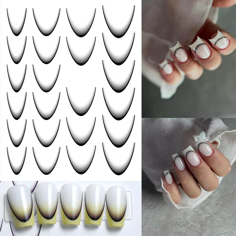DIY بها بنفسك الديكور الاستنسل مانيكير التدرج الخط الفرنسي مانيكير مسمار الفن ملصقات ذاتية اللصق الشارات تصميم مسمار نصائح أدلة #2