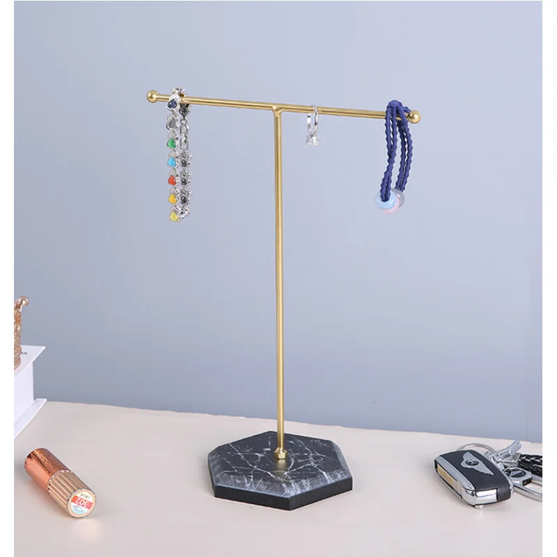 

Marble Pattern Jewelry Display Stand - T-Shaped Holder for Organizing Earrings, Necklaces, Rings, Bracelets