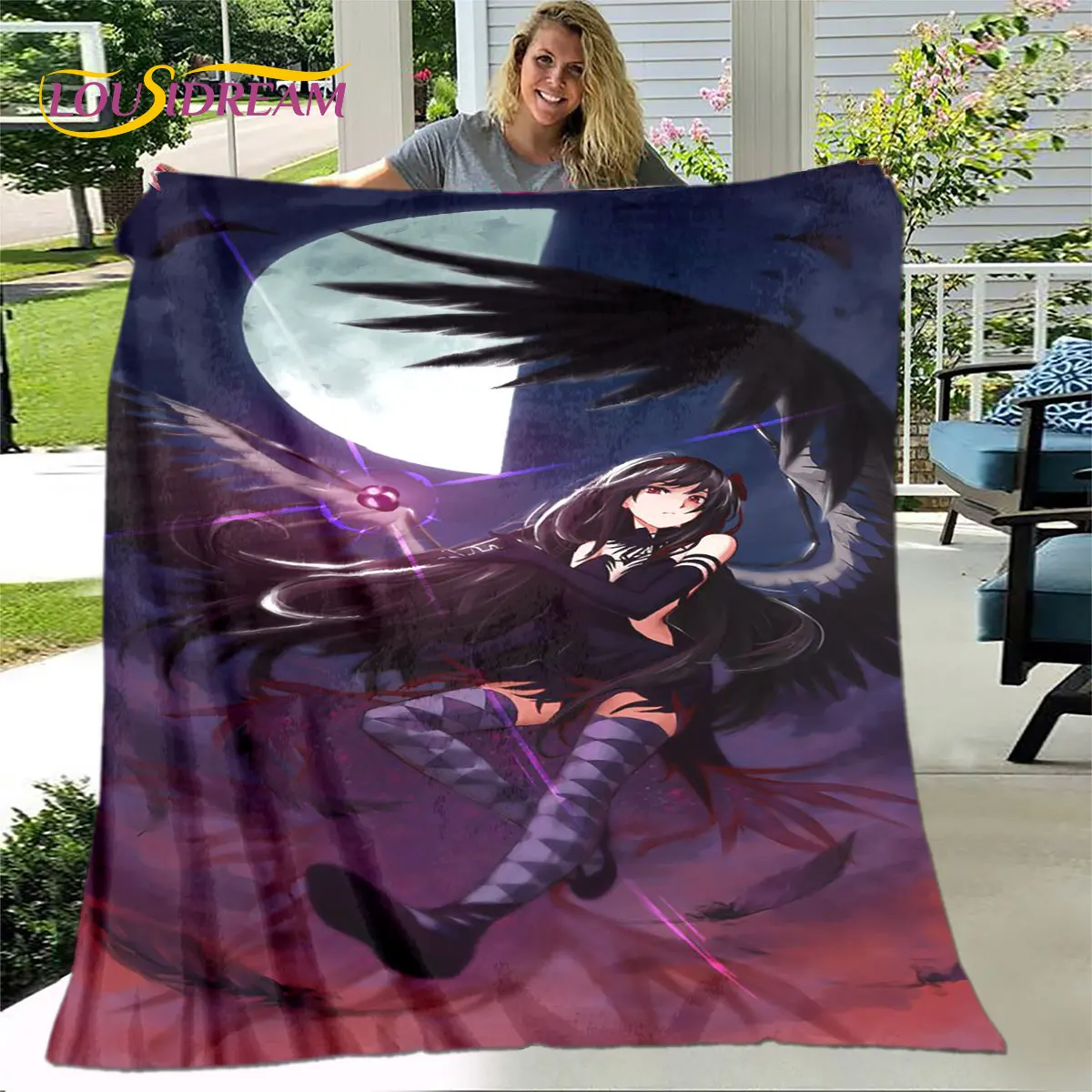 Puella magi madoka magica Cartoon Soft Plush Blanket,Flannel Blanket Throw Blanket for Living Room Bedroom Bed Sofa Picnic Cover