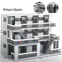 New 3 floors Militarys Scene Prison Prisoner Jail Building Blocks City Police Station Model Sets Bricks Toys For Children Adult