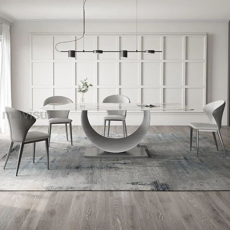 Italian Minimalist Slate Dining Table Size Apartment Light Luxury Modern High-end Rectangular Creative Designer Table Furniture