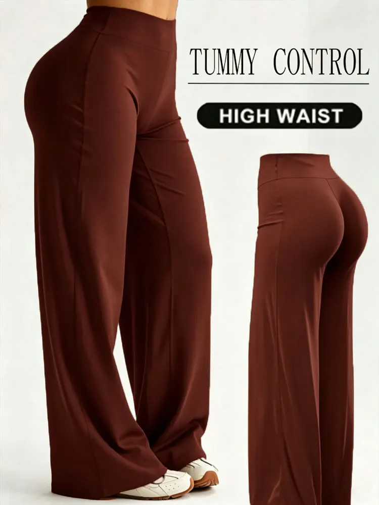 High-Waist Straight Leg Workout-Hose Hautfreundliche Hüftformende Casual Sport-Leggings Trainings-Bodyshaping Fitness-Unterwäsche