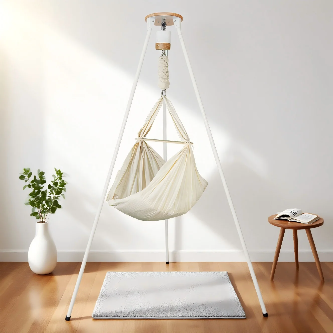 Electric Cradle Hammock Baby Metal Stand Foldable Indoor/Outdoor Living Room Furniture for Gym Use