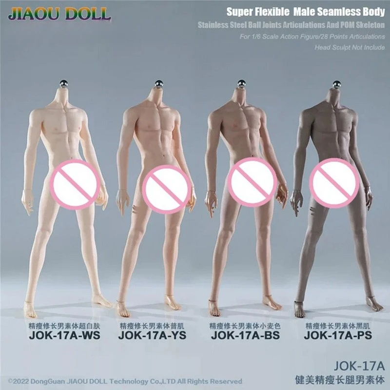

New JIAOU Doll JOK-17A 1/6 Scale Detachable Foot Lean Slender Male Seamless Body 12" Soldier Action Figure Super Flexible Doll